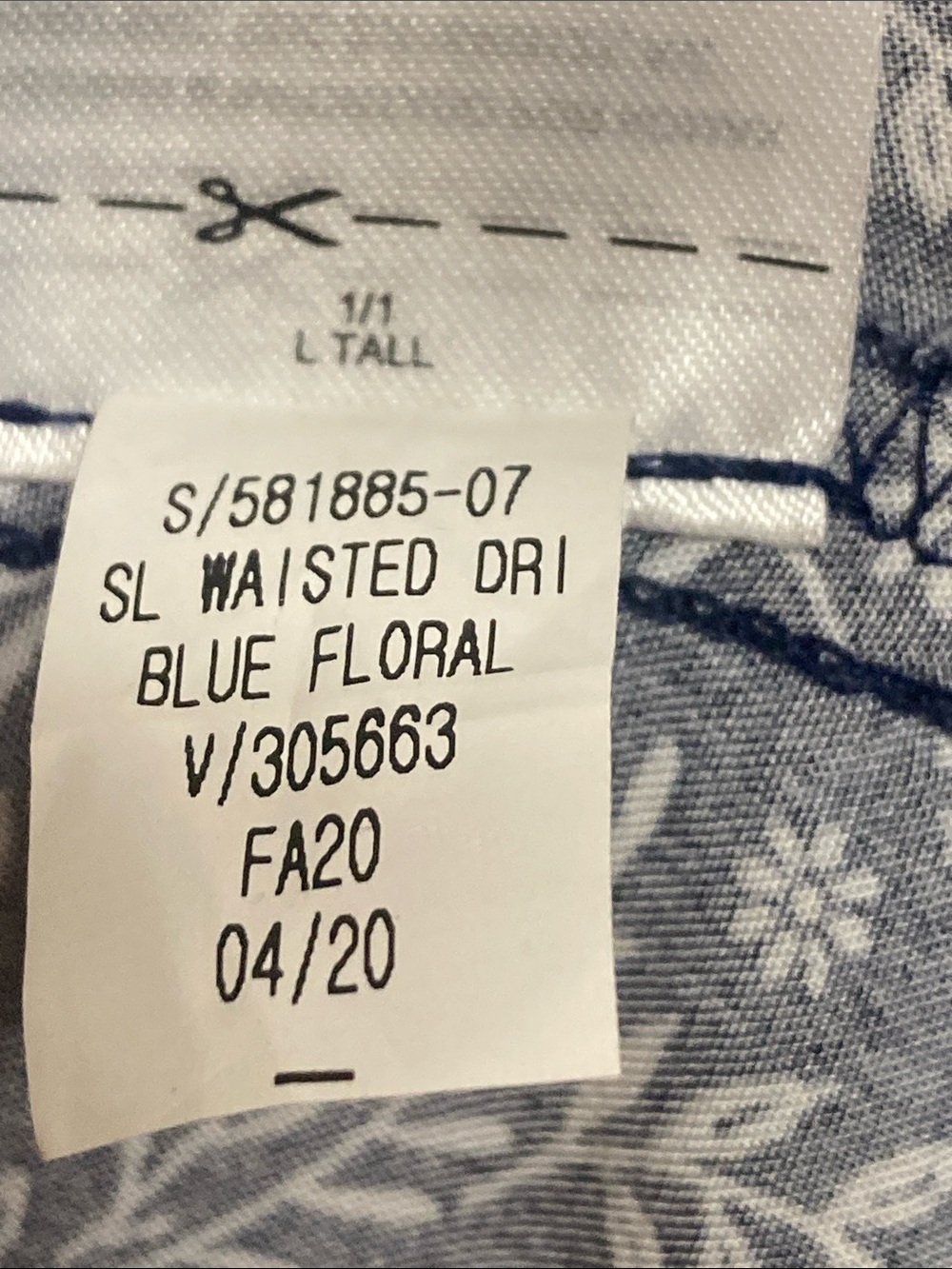 Old Navy V-neck Elastic Waist Sleeveless Dress Blue White Floral Sz L/tall - Picture 7 of 8